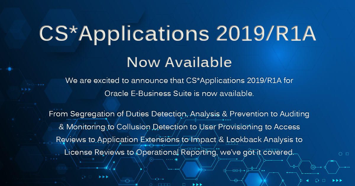 CS Applications 2019/R1A Now Available